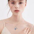 wholesale 925 Sterling Silver Blue Butterfly Crystal Heart Pendant Necklace for Sister Gifts-0-1