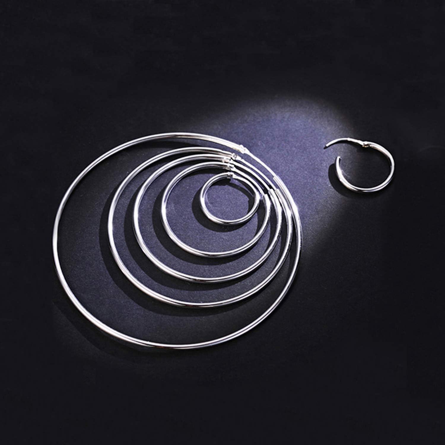 925 Sterling Silver Hoop Earrings Polished Round Circle Endless 20 80mm-0-2