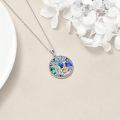 wholesale 925 Sterling Silver Abalone Shell Fox Tree of Life Pendant Necklace for Women and Girls-0-3