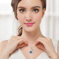 wholesale 925 Sterling Silver Blue Enamel Moon Owls Pendant Necklace for Women Girls-0-1