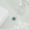 wholesale 925 Sterling Silver Celtic Knot Green Crystal Four-Leaf Clover Leverback Drop Earrings-0-3