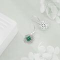 wholesale 925 Sterling Silver Celtic Knot Green Crystal Four-Leaf Clover Leverback Drop Earrings-0-3