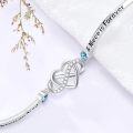 wholesale 925 Sterling Silver Adjustable Infinity Heart Bracelet with Blue Crystals and Engraved Message - Aunt & Niece is Forever-0-2