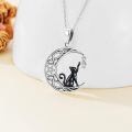wholesale 925 Sterling Silver Cat Moon Pendant Necklace-0-4