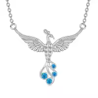 wholesale 925 Sterling Silver Birthstone Phoenix Necklace for Women-December