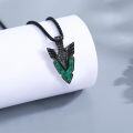 wholesale 925 Sterling Silver Green Stone Viking Pendant Necklace s for Men & Women Norse Thors Hammer Amulet -0-2