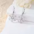 TOUPOP 925 Sterling Silver Lotus Cherry Blossoms Sunflower Snowflake Daisy Rose Earrings Floral Jewelry-0-2