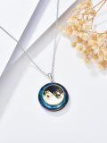 TOUPOP Sterling Silver Blur Crystal Two Cat Pendant Necklace-0-2