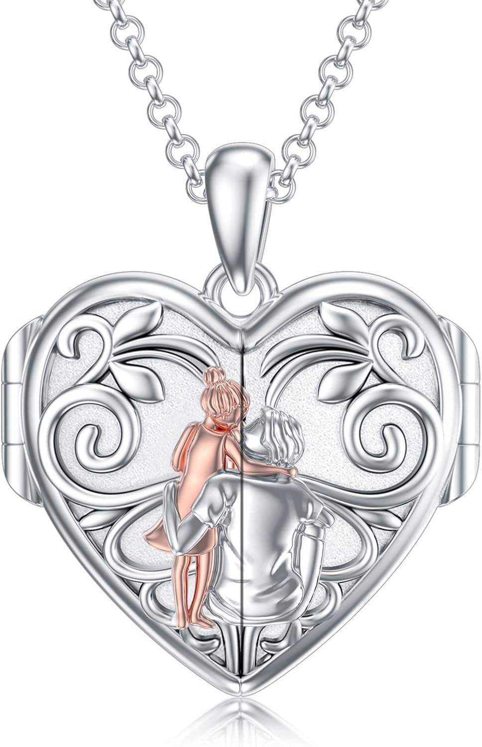 Sterling Silver Abalone Shell Daughter Locket Necklace Gift from Mom Dad-03-02-Father Daughter Locket+ Photo-03-02-Father Daughter Locket-03-02-Father Daughter Locket+ Photo+Text