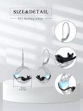 wholesale 925 Sterling Silver Moonstone Heart Cat Dangle Earrings - Adorable Animal Jewelry for Women and Girls-0-4