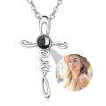 wholesale 925 Sterling Silver Black Onyx Faith Cross Pendant Necklace for Women Christian -0-1