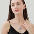 wholesale 925 Sterling Silver Blue Crystal Heart Zodiac Constellation Pendant Necklace-0-1