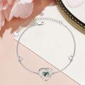 wholesale 925 Sterling Silver Heart Bracelet With Green Gemstone-0-1