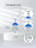 wholesale 925 Sterling Silver Blue Opal Jellyfish Pendant Necklace with Swarovski Crystals-0-4