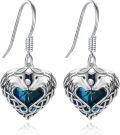 wholesale 925 Sterling Silver Blue Crystal Heart Celtic Knot Animal Drop Earrings-0-0