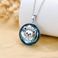 wholesale 925 Sterling Silver Round Blue Crystal Teddy Bear Pendant Necklaces for Girls and Women s-0-3