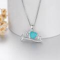 wholesale 925 Sterling Silver Mom Heart Pendant Necklace White Gold Plated Blue Crackle Stone-0-1