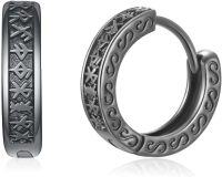 wholesale 925 Sterling Silver Viking Rune Huggie Hoop Earrings for Men & Women-Viking Hopp Earrings