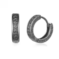 TOUPOP Sterling Silver Stone Hoop Earrings For Men Women-0-0