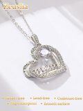 wholesale 925 Sterling Silver Heart Mom Pendant Necklace With Pink Cubic Zirconia For Women-0-3