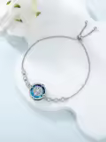 TOUPOP Sterling Silver Blue Crystal Celtic Knot Compass Bracelet Anklet Jewelry Gifts-0-4