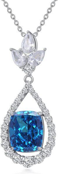 wholesale 14K White Gold Plated 925 Sterling Silver Crushed Ice CZ Teardrop Pendant Necklace for Women-12-December