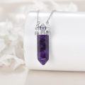 wholesale 925 Sterling Silver Purple Amethyst Crown Pendant Necklaces for Women s-0-1