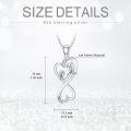 wholesale 925 Sterling Silver Lab-Grown Cubic Zirconia Infinity Mother & Child Heart Pendant Necklace-0-5
