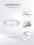 wholesale 925 Sterling Silver Aquamarine March Birthstone Bracelet with Heart CZ Charm, Dainty Double Strand Design for Women-0-5