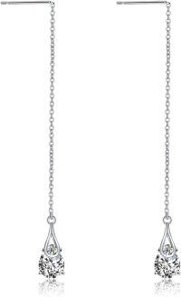 wholesale 925 Sterling Silver CZ Teardrop Chain Threader Drop Dangle Earrings for Women Girls-A-Silver teardrop earrings