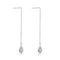wholesale 925 Sterling Silver CZ Teardrop Chain Threader Drop Dangle Earrings for Women Girls-0-0