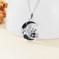 wholesale 925 Sterling Silver Panda Bamboo Moon Necklace Pendant Charm-0-3