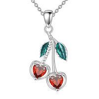 wholesale 925 Sterling Silver Heart Cherry Pendant Necklace-Cherry II