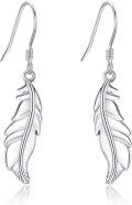 wholesale 925 Sterling Silver Feather Dangle Earrings - Elegant Gift for Her-0-0