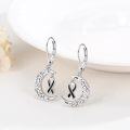 wholesale  Sterling Silver Cancer Awareness Ribbon Moon Dangle Leverback Earrings for Women Survivor Jewelry -0-9