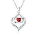 TOUPOP Sterling Silver Ruby Pendant Necklace For Women Birthday Gift-0-0