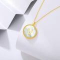 wholesale Gold 925 Sterling Silver Mother of Pearl Initial V Pendant Necklace for Women-0-1