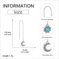 wholesale 925 Sterling Silver Threader Earrings for Women - Long Chain Sun & Moon Tassel Earrings with Turquoise Stone Fashion Hypoallergenic Jewelry-0-4