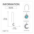 wholesale 925 Sterling Silver Threader Earrings for Women - Long Chain Sun & Moon Tassel Earrings with Turquoise Stone Fashion Hypoallergenic Jewelry-0-4
