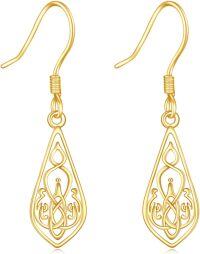 wholesale 14K Gold Filigree Teardrop Leverback Dangle Earrings for Women - Birthday Gift Ideas-Irish