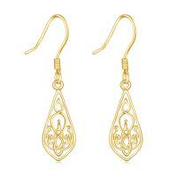 wholesale 14k Gold Drop Earrings With Intricate Filigree Design-Irish