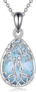 wholesale Sterling Silver Abalone Turquoise Tree of Life Sister Necklace-0-6