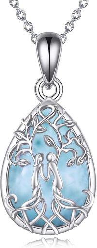 wholesale Sterling Silver Abalone Turquoise Tree of Life Sister Necklace-Larimar Sister Necklace