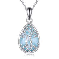 wholesale 925 Sterling Silver Celtic Tree Of Life Pendant Necklace Wholesale With Green Inlay-Larimar Sister Necklace