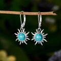 wholesale 925 Sterling Silver Sun Turquoise Dangle Earrings for Women - Native American Style Natural Stone Western Fashion s-0-4