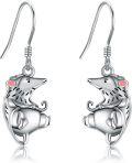 wholesale 925 Sterling Silver Hedgehog and Pig Drop Earrings for Women's Gifts-0-0