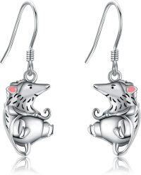 wholesale 925 Sterling Silver Hedgehog and Pig Drop Earrings for Women's Gifts-Opossum