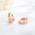 wholesale 925 Sterling Silver Plated Rose Gold  Star and Flower Cutout Design Hoop Earrings with CZ Stones-0-4