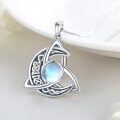 wholesale 925 Sterling Silver Celtic Moonstone Triquetra Trinity Knot Pendant Necklace for Women and Men-0-3
