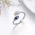 TOUPOP Sterling Silver Evil Eye Hamsa Hand Adjustable Ring Amulet Jewelry-0-3